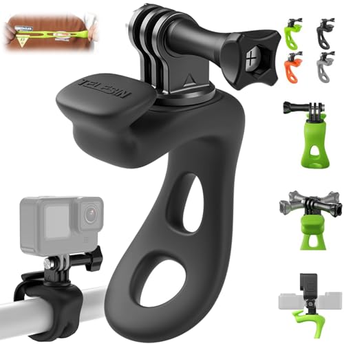 Honbobo Zubehör kompatibel mit GoPro 12 11/Insta360/DJI Action Kamera Silicone Mount Flexible Halterung (Black) von Honbobo