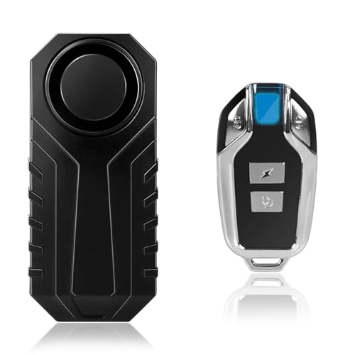 Fahrrad Anti-Diebstahl-Alarm mit Fernbedienung, wasserdichte Vibration ausgelöst batteriebetriebene Laute 113dB drahtlose Sirene für Motorrad E-Bike Roller Anhänger Ausrüstung Zaun Tür Fenster von HoneTeek