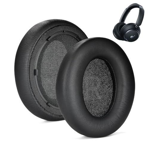 Q45 Ersatz-Ohrpolster für Anker Soundcore Life-Q45-Kopfhörer, HoneTeek Ears Schaumstoff-Bezug mit Protein- und weicherem Leder und Memory-Schaum, Lederhülle, Ohrenschützer (schwarz) von HoneTeek