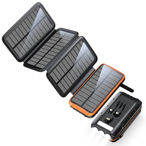 Power Bank:Solar Solar Powerbank mit 4 Solarpanel USB-C Schnellladung Externer Handyakkus Power Bank:Solar Solar Powerbank mit 4 Solarpanel USB-C Schnellladung Externer Handyakkus von Honestself