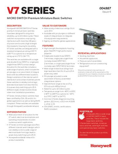 Honeywell SPS V7-1Z10E9-263 Schnappschalter 1St. Honeywell SPS V7-1Z10E9-263 Schnappschalter 1St. von Honeywell SPS