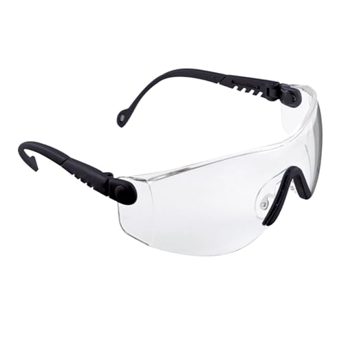 Honeywell 1000016 Op-Tema Schutzbrillenrahmen mit transparenter, kratzfester Polycarbonat-Linse, schwarzer Rahmen, geeignet für Bauwesen/Automobil/Labor/Transport (1 Stück) von Honeywell