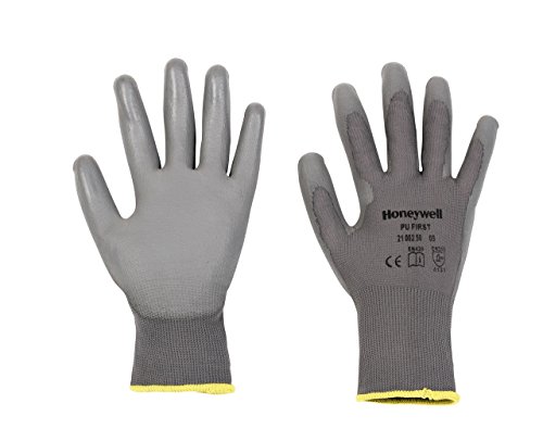 Honeywell 2100250-08 PU FIRST Allzweck-Polyamid-Strickhandschuhe, leicht, 26 cm lang, Größe 08 (Packung mit 10 Paar), Grau von Honeywell