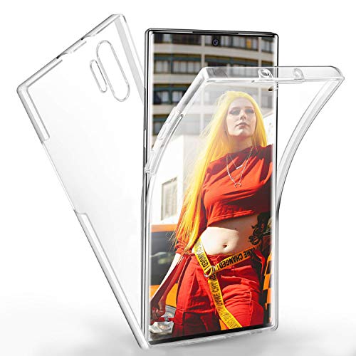 360 Grad Handyhülle kompatibel mit Samsung Galaxy Note 10 Plus Hülle, Transparent Silikon Crystal Full Schutz Cover Case [2in1 Hart PC Zurück + Weich TPU Vorderseite] Vorne und Hinten Schutzhülle von HongMan