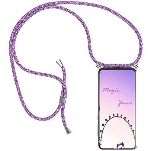 Handykette Handyhülle für Samsung Galaxy A5 2017 mit Band - Handy-Kette Handy Hülle mit Kordel zum Umhängen Handyanhänger Halsband Lanyard Case - Transparent Schutzhülle in Lila von HongMan