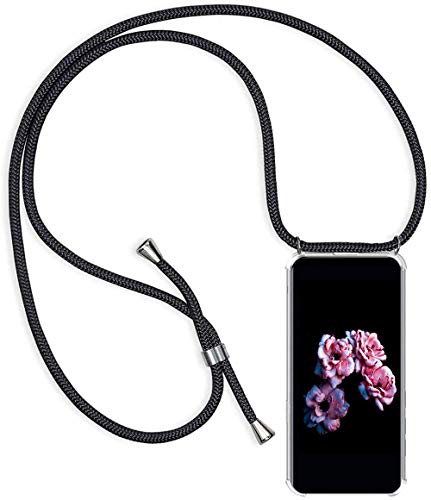 Handykette Handyhülle für Samsung Galaxy Note 10 Plus mit Band - Handy-Kette Handy Hülle mit Kordel zum Umhängen Handyanhänger Halsband Lanyard Case - Transparent Schutzhülle in Schwarz von HongMan