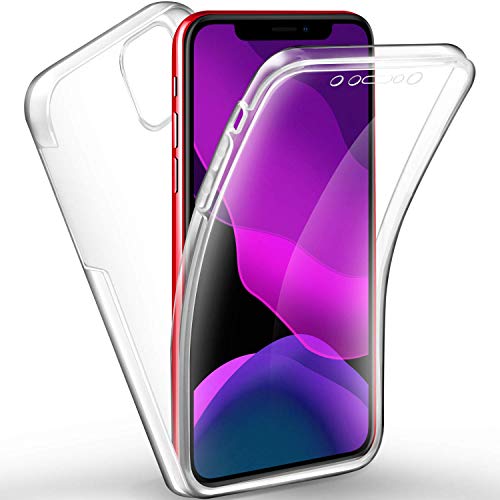 HongMan 360 Grad Handyhülle kompatibel mit iPhone 11 Hülle, Transparent Silikon Crystal Full Schutz Cover Case [2in1 Hart PC Zurück + Weich TPU Vorderseite] Vorne und Hinten Schutzhülle von HongMan