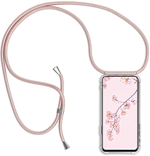 HongMan Handykette Handyhülle für Samsung Galaxy S10 Plus mit Band - Transparent Handy-Kette Handy Hülle mit Kordel zum Umhängen Handyanhänger Halsband Lanyard Case - Roségold von HongMan