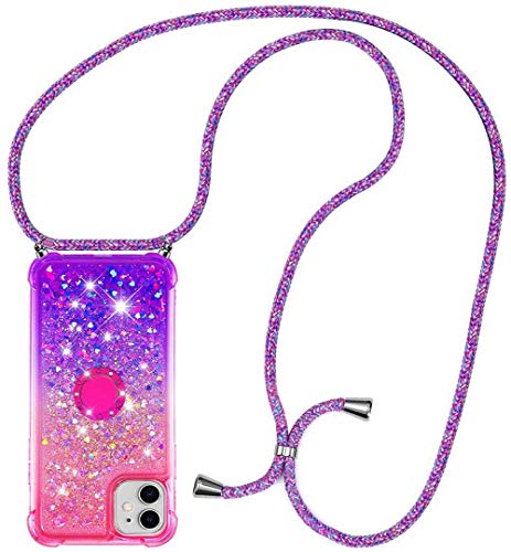HongMan Handykette Hülle für iPhone 11 - Quicksand Glitzer Hülle mit Band - Silikon Handyhülle mit Kordel Umhängenband - Schnur mit Treibsand Case zum Umhängen,Pink + Lila HongMan Handykette Hülle für iPhone 11 - Quicksand Glitzer Hülle mit Band - Silikon Handyhülle mit Kordel Umhängenband - Schnur mit Treibsand Case zum Umhängen,Pink + Lila von HongMan