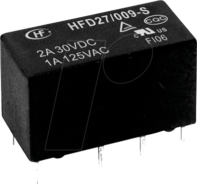 HFD27-012-S - Signal-Relais subminiatur, 12 V DC, 2 A, 2 Wechsler von Hongfa