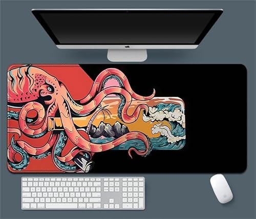 Erweitertes Gaming-Mauspad mit blauem Wolf-Design, 89,9 x 15,7 (12) von Hongfuzhih