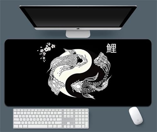 Extra großes Mauspad mit Koi-Fisch-Design, 90 x 40 cm, Schwarz (1) von Hongfuzhih