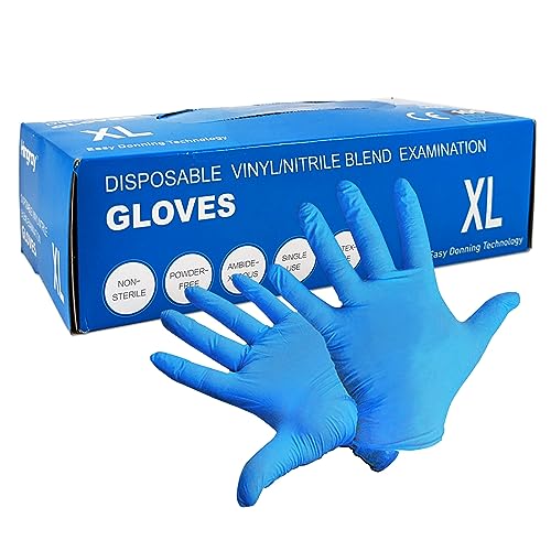 Hongray Vinyl/Nitril Handschuhe Einweg Größe XL blau 1.000er Pack Latexfrei Puderfrei Einmalhandschuhe 10x100 Stück von Hongray