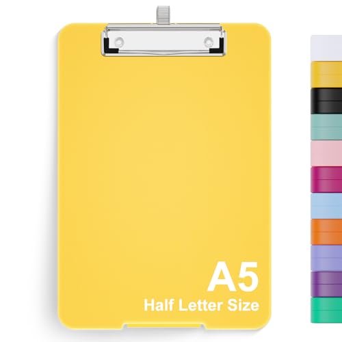 Hongri A5-Klemmbrett mit Aufbewahrung, einziehbarer Stifthalter, Metall, 15,2 x 22,9 cm, zusammenklappbares Klemmbrett, Größe 23,9 x 15,5 x 2,3 cm, Bürobedarf, Schulbedarf, Menübox für Arbeit, Gelb Hongri A5-Klemmbrett mit Aufbewahrung, einziehbarer Stifthalter, Metall, 15,2 x 22,9 cm, zusammenklappbares Klemmbrett, Größe 23,9 x 15,5 x 2,3 cm, Bürobedarf, Schulbedarf, Menübox für Arbeit, Gelb von Hongri