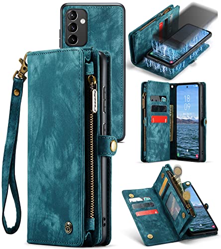Hongxinyu Brieftaschen-Schutzhülle für Samsung Galaxy A54 5G, Reißverschluss, Geldbörse, Lederhülle mit magnetisch, abnehmbar, stoßfest, TPU-Stoßfänger, kompatibel mit Samsung Galaxy A54 5G 2023 von Hongxinyu
