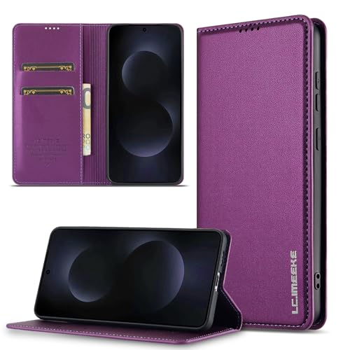 Hongxinyu Leder-Schutzhülle für Samsung Galaxy S25 Edge, magnetischer Schutz, PU-Leder, Klapphülle für Damen und Herren, mit Kartenhalter, Ständer, stoßfest, Schutzhülle für Galaxy S25 Edge (lila) Hongxinyu Leder-Schutzhülle für Samsung Galaxy S25 Edge, magnetischer Schutz, PU-Leder, Klapphülle für Damen und Herren, mit Kartenhalter, Ständer, stoßfest, Schutzhülle für Galaxy S25 Edge (lila) von Hongxinyu