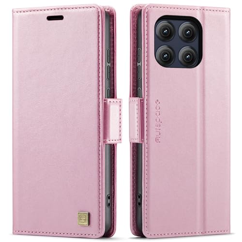 Hongxinyu Schutzhülle für Moto Edge 2025, magnetisch, PU-Leder, Klapphülle für Damen und Herren, mit Kartenhalter, Ständer, stoßfest, Schutzhülle für Motorola Moto Edge 2025 (Rosa) von Hongxinyu