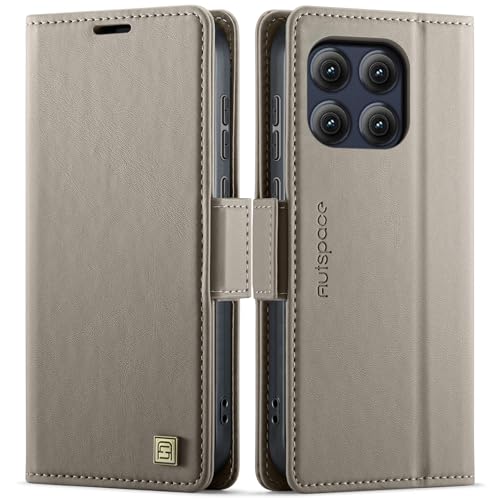Hongxinyu Schutzhülle für Moto Edge 2025, magnetisch, PU-Leder, Klapphülle für Damen und Herren, mit Kartenhalter, Ständer, stoßfeste Schutzhülle für Motorola Moto Edge 2025 (Grau) von Hongxinyu