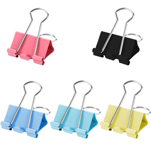 Foldback Klammern 41mm Papierklammern Binder Clips 12 Pcs Große Schwalbenschwanz Clip Datei Geld Papier Stationäre Klemmen für Büro Schule Home Küche Geschäfte von Hononwii