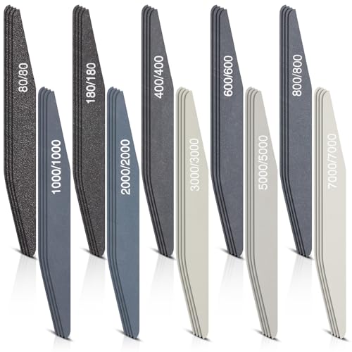 Honoson 40 Polierstäbe für Kunststoff Modell Metall Holz Schleifstäbe Modellbau Werkzeug Schleifpapier Schleifen Polieren Accessoires Mini Finger Schleifer (Niedrige Körnung, Doppelwinkelform) von Honoson