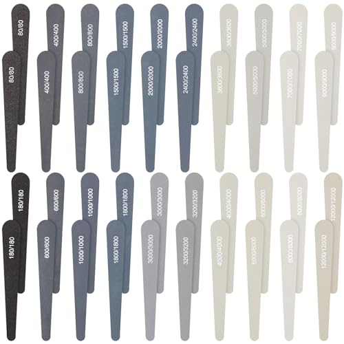 Honoson 40 Polierstäbe für Kunststoff Modell Metall Holz Schleifstäbe Modellbau Werkzeug Schleifpapier Schleifen Polieren Accessoires Mini Finger Schleifer (Niedrige und Hohe Körnung, Tropfen) von Honoson