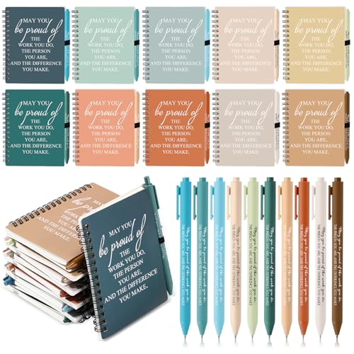 Honoson 50 Sets Employee Appreciation Gifts May You Be Proud the Work Notebook with Ballpoint Pen Inspirational Spiral Journal Thank You Bulk Gift for Team Coworker Teacher Nurse (Novel Color) von Honoson