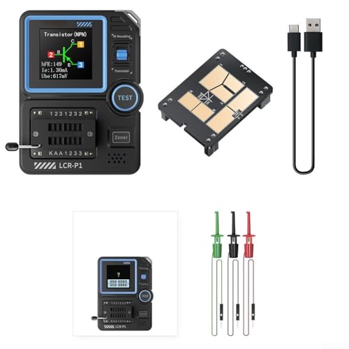 Honseadek LCR-P1 Transistor-Tester, Dioden-Kapazität, Widerstandsmessgerät, ESR-Messgerät mit intelligenter Erkennung, Anti-Verbrennungsschutz, austauschbarer Patch-Halter von Honseadek