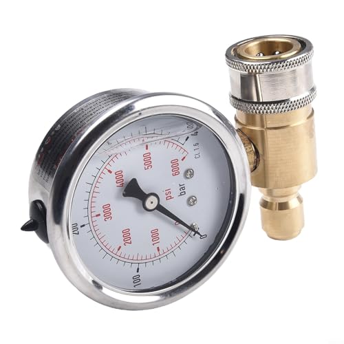 Präzises 5000PSI Manometer, Hochdruckreiniger-Messgerät, 3/8' Schnellanschluss, 5000PSI Messgerät für Hochdruckreiniger von Honseadek