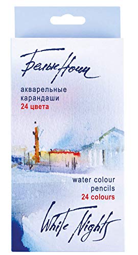 White Nights russische Aquarellstifte 24er Set im Kartonetui, holzgefasste Stifte mit hoher Farbbrillanz, weicher Farbabstrich, wasservermalbar von Honsell