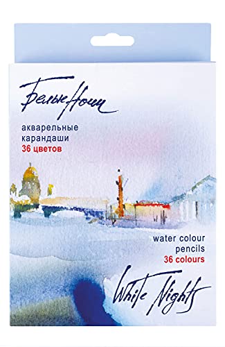 White Nights russische Aquarellstifte 36er Set im Kartonetui, holzgefasste Stifte mit hoher Farbbrillanz, weicher Farbabstrich, wasservermalbar von Honsell