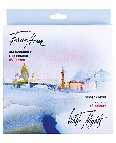 White Nights russische Aquarellstifte 48er Set im Kartonetui, holzgefasste Stifte mit hoher Farbbrillanz, weicher Farbabstrich, wasservermalbar von Honsell