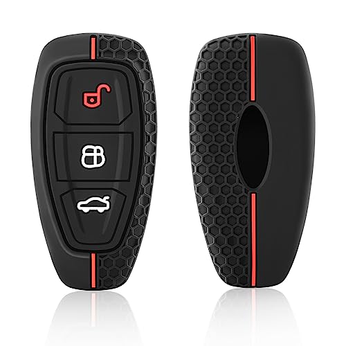 HooRLZ Ford TPU Schlüsselanhänger Abdeckung Für Ford Focus MK2 Mk3 Mk4 Kuga Edge Ranger Mondeo Fiesta, 3 Tasten Ford Focus Key Protection Cover, Ford Kuga Key Cover Silikon - Rote Linie HooRLZ Ford TPU Schlüsselanhänger Abdeckung Für Ford Focus MK2 Mk3 Mk4 Kuga Edge Ranger Mondeo Fiesta, 3 Tasten Ford Focus Key Protection Cover, Ford Kuga Key Cover Silikon - Rote Linie von HooRLZ