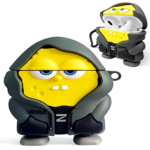 HooYiiok Süße Cartoon-Charakter-Schutzhülle für AirPods Pro 2, weiches Silikon, 3D-Hülle mit Schlüsselanhänger, Gelb HooYiiok Süße Cartoon-Charakter-Schutzhülle für AirPods Pro 2, weiches Silikon, 3D-Hülle mit Schlüsselanhänger, Gelb von HooYiiok