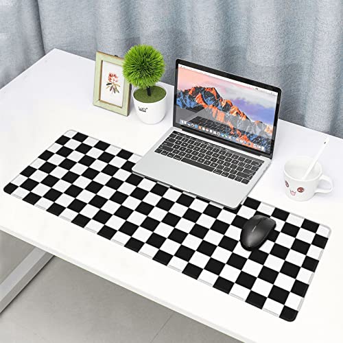 Gaming-Mauspad mit karierter Flagge, erweitertes großes XXL-Gaming-Mauspad (80 x 30 cm), Mauspad mit rutschfester Gummiunterseite, wasserdicht genähte Kanten für Arbeit, Spiel, Büro, Zuhause von Hood-W4