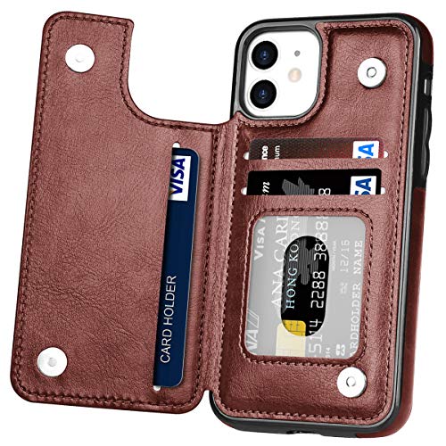 Hoofur Handyhülle für iPhone 12 Pro, Wallet Card Holder Slot Folio Slim Fit Flip Schutzhülle Kompatibel mit iPhone 12/12 Pro (6,1 Zoll) 2020 (Braun) von Hoofur