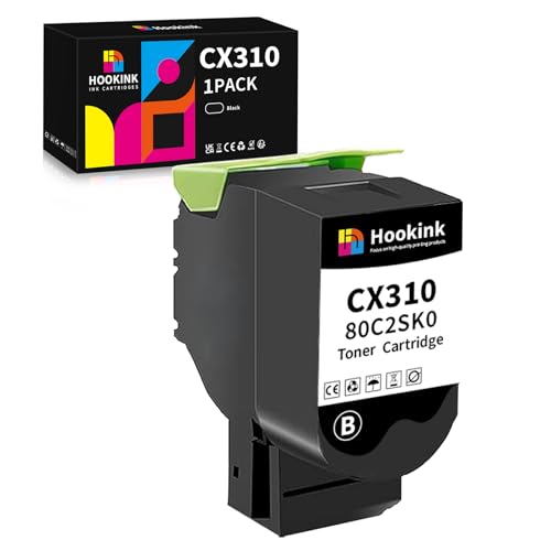 Hookink 1er-Pack CX310 Toner Schwarz Kompatibel mit Lexmark CX310n CX310dn CX410 CX410e CX410de CX410dte CX510 CX510de CX510dhe CX510dthe Toner für 80C2SK0 Tonerkartusche von Hookink