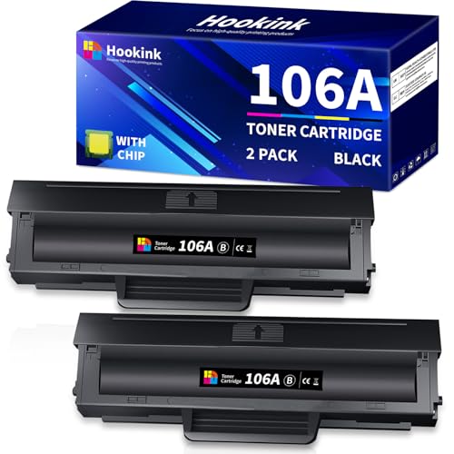 Hookink 2er-Pack 106A W1106A Toner Kompatibel für HP 106A Toner Kompatibel für HP Laser 107w 107a 107r MFP 135a 135r 135w 135wg 137fnw 137fwg (2 Schwarz) von Hookink