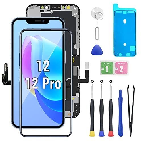 Hoonyer for iPhone 12/12 Pro Screen Replacement, 3D Touch Screen Display Digitizer Frame Assembly Repair Kits + Waterproof Adhesive + Screen Hardened Protection von Hoonyer