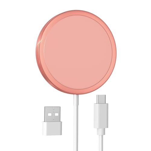Magnetic Wireless Charger,MagEase 15W Wireless Charger mag~Safe for iPhone Compatible with iPhone iPhone 15/14/13/12 Series and AirPods 3/2/Pro, Pink von Hoonyer