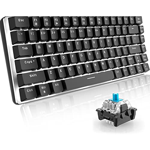 60% Mechanische Gaming-Tastatur-Hot Swap-Swap-Swap-Tasten mit kabelgebundener Kabel-Typ-C Kompakte Tastatur mit weißem LED-Hintergrundbeleuchtung für PC-Gamer /--Typisten (blauer Schalter, schwarz) von Hoopond