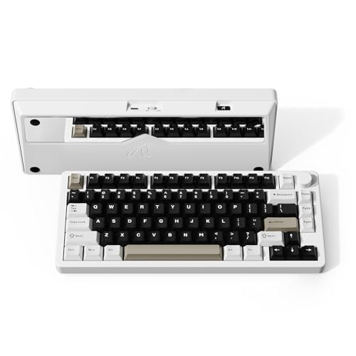 ATTACK SHARK X Hoopond X86 Kabellose mechanische Tastatur,Vollaluminium-CNC,Bluetooth/2,4G/USB-C, 75% Knopfsteuerung 4000mAh Gaming-Tastatur,Hot-Swap-fähiger linearer Schalter für PC/Win/Mac–Milchweiß von Hoopond