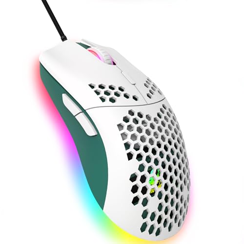 Kabelgebundene Gaming-Maus, 6 RGB-Beleuchtung 6400 DPI Programmierbare USB-Gaming-Mäuse mit 6 Tasten, ergonomisches Honeycomb Shell-Design für PC-Spieler sowie Xbox- und PS4-Benutzer von Hoopond