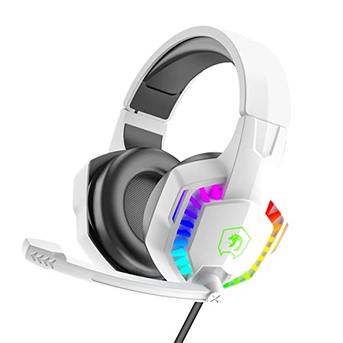 RGB-Gaming-Headset, 5.1-Kanal-Stereo-Surround-Sound, 3,5 mm kabelgebunden, LED, Over-Ear-Komfort-Kopfhörer mit Geräuschunterdrückung und Inline-Lautstärkeregler für PC, Xbox One, PS5, Laptop, Mac, von Hoopond