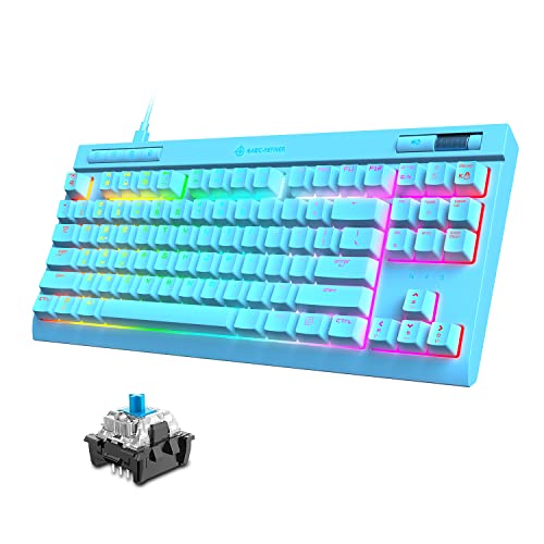 TKL – Gaming-Tastatur, 18 Chroma-RGB-beleuchtete mechanische Tastatur mit LED-Hintergrundbeleuchtung und blauem Schalter, spezielle Multimedia-Tasten, vollständige Anti-Ghosting-Tasten– Blau von Hoopond