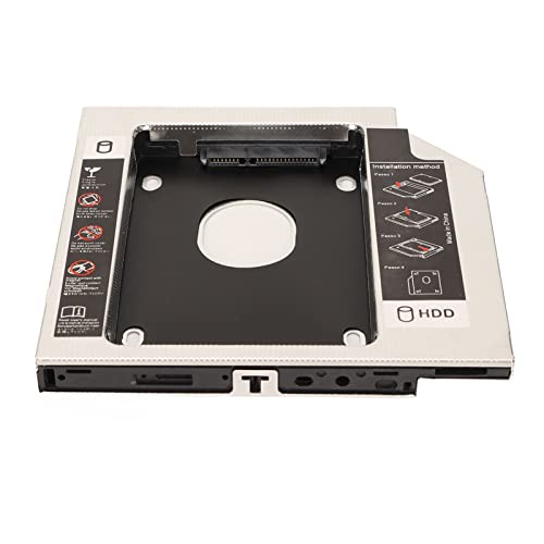 Hoopoocolor 2,5-Zoll-SATA-HDD-SSD-Festplatten-Caddy-Gehäuse, 2. Festplatten-Caddy-Gehäuse-Adapter für 12,7-mm-Laptop-CD/DVD-ROM-Laufwerksschacht von Hoopoocolor