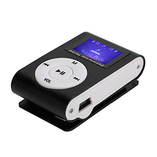 Tragbarer MP3 Player, MP3 Musik Player Aus Aluminiumlegierung Mit LCD Bildschirm, Sport Rückenclip, Mini MP3 Player Unterstützungs Speicherkarte Mit Kopfhörer für Outdoor Trageübungen(Schwarz) von Hoopoocolor