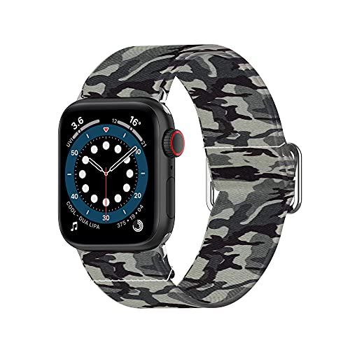 Hoopyeecase Einstellbar Elastisch drucken Armband Kompatibel mit Apple Watch Elastisch Armband 42mm 44mm iWatch Series SE/6/5/4/3/2/1 von Hoopyeecase
