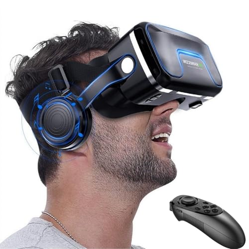 VR-Headset, Virtual-Reality-Headset mit Controller und Kopfhörern für Kinder, Erwachsene, 3D-Videospiel, Film, Universal-VR-Set, Brille, Goggle Casque Bundle für iOS Android Smartphones VR-Headset, Virtual-Reality-Headset mit Controller und Kopfhörern für Kinder, Erwachsene, 3D-Videospiel, Film, Universal-VR-Set, Brille, Goggle Casque Bundle für iOS Android Smartphones von Hoorawwi