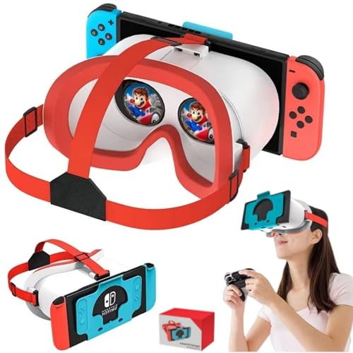 VR-Headset für Nintendo Switch OLED, Virtual-Reality-Brille für Nintendo Switch, passend für Erwachsene und Kinder, 3D-Spiele, Orange von Hoorawwi