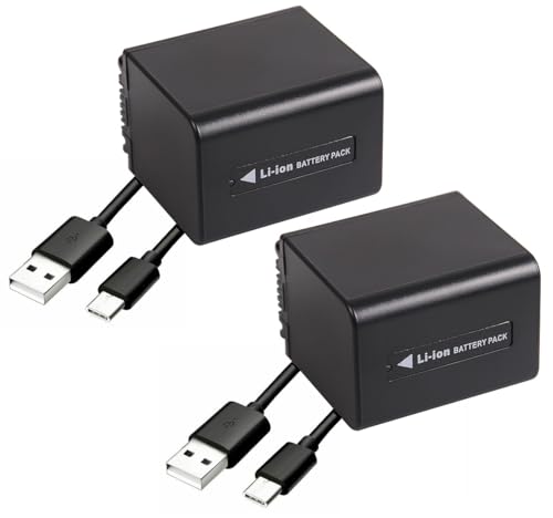 2er-Set Akku mit USB-C Eingang für die Sony FDR-AX53 / AX53 Ultra HD Camcorder (2060mAh) | mit Lade-LED von Hooster